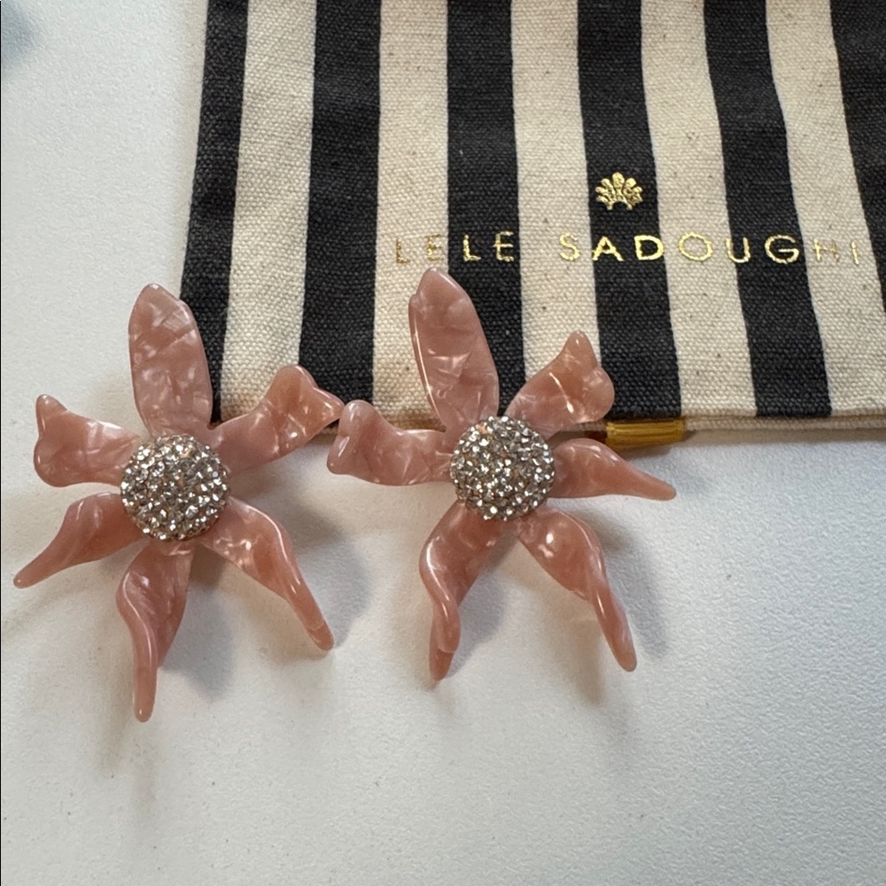 Lele Sadoughi Pink Floral Earrings